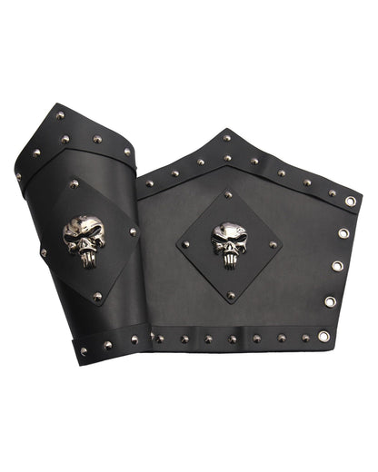 GelConnie Leather Gauntlet Wristband Viking Leather Arm Guard Medieval Armor Bracers Leather Armband Wrist Guards Cosplay Black Leather Bracers