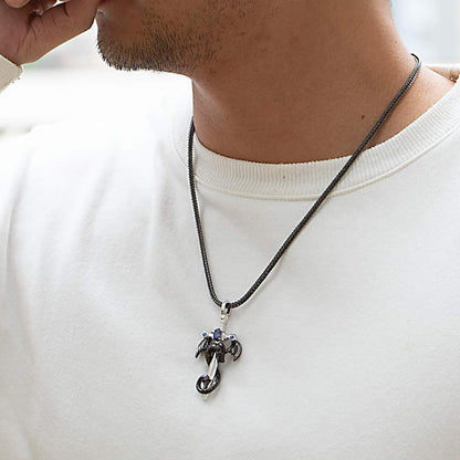 Personalized Birthstone Dragon Sword Necklace - Anniversary Gift for Men - Vintage Punk Pendant