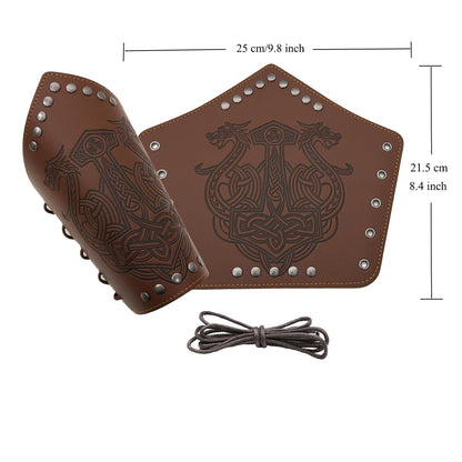Leather Gauntlet Wristband Medieval Bracers Viking Wrist Guards Archery Guards Bracers Wide Arm Armor Cuff for Women Men 2PCS Knight Wrist Bracers