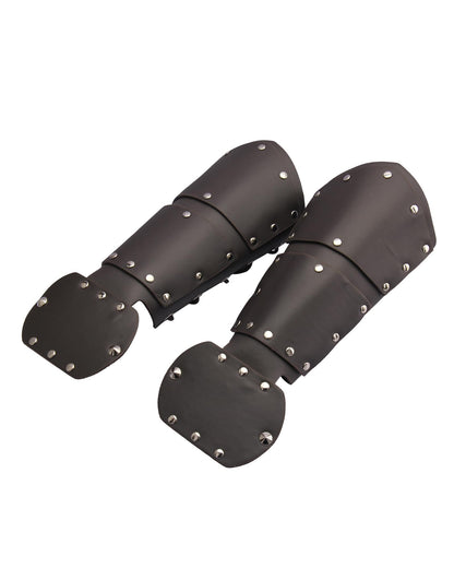 Leather Gauntlet Wristband Medieval Bracers Viking Wrist Guards Archery Guards Bracers Wide Arm Armor Cuff for Women Men 2PCS Knight Wrist Bracers
