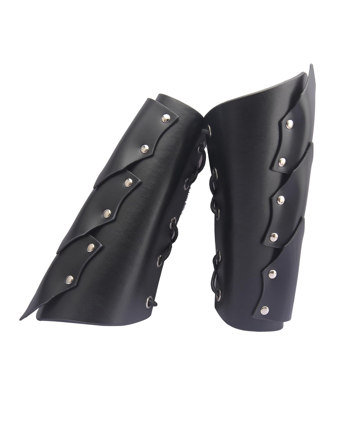 GelConnie Leather Gauntlet Wristband Viking Leather Arm Guard Medieval Armor Bracers Leather Armband Wrist Guards Cosplay Black Leather Bracers
