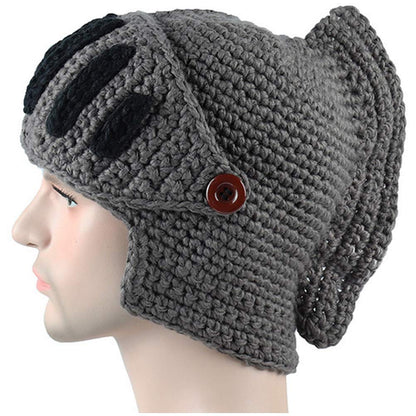 Creative Barbarian Knit Beard Hat Funny Knit Hat Wig Beanie Hat Beard Facemask V-brown