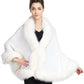 Faux Fur Shawl Wrap Stole Capelet Bridal Winter Wedding with Hook Hooded-black