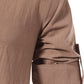 Men's Long Sleeve Shirts Retro Style Lace up for Medieval,Viking,Hippie Halloween Cosplay Pirate Renaissance Costume Small Khaki