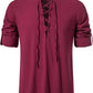 Men's Long Sleeve Shirts Retro Style Lace up for Medieval,Viking,Hippie Halloween Cosplay Pirate Renaissance Costume Small Khaki