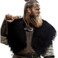 L'VOW Men's Viking Fur Collar Medieval Renaissance Wrap King Warrior Cape Shawl Halloween LARP Winter Cosplay Costume Brown-1