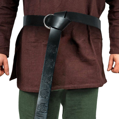 Dark Brown Celtic Knot Embossed PU Leather Medieval Viking Belt