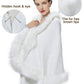Faux Fur Shawl Wrap Stole Capelet Bridal Winter Wedding with Hook Hooded-black