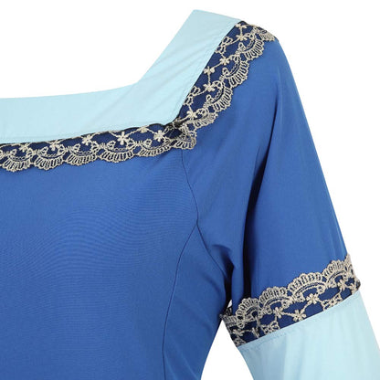Medieval Dresses For Women Black Renaissance Dress Women Costumes Halloween Plus Size Witch Costume X-Small Blue6508