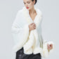 Faux Fur Shawl Wrap Stole Capelet Bridal Winter Wedding with Hook Hooded-black