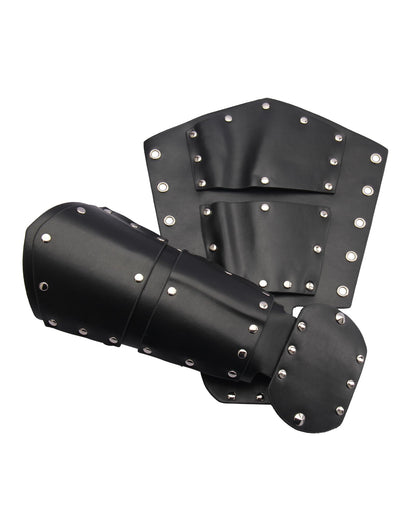 Leather Gauntlet Wristband Medieval Bracers Viking Wrist Guards Archery Guards Bracers Wide Arm Armor Cuff for Women Men 2PCS Knight Wrist Bracers