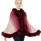 Faux Fur Shawl Wrap Stole Capelet Bridal Winter Wedding with Hook Hooded-black