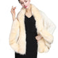 Faux Fur Shawl Wrap Stole Capelet Bridal Winter Wedding with Hook Hooded-black