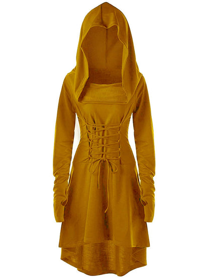 Womens Renaissance Costumes Hooded Robe Lace Up
