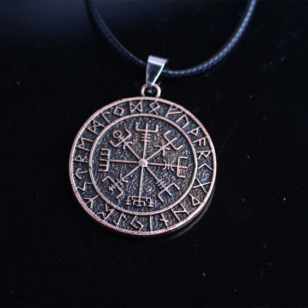 LANGHONG 1PCS Norse Viking Necklace For Men Compass Vegvisir Necklace Original Talisman Jewelry Antique Silver