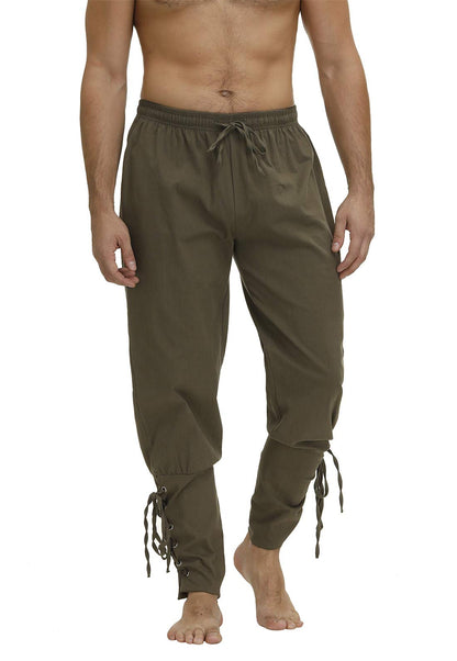 Men's Ankle Banded Cuff Renaissance Medieval Viking Pants