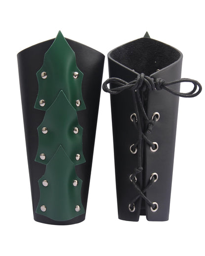 GelConnie Leather Gauntlet Wristband Viking Leather Arm Guard Medieval Armor Bracers Leather Armband Wrist Guards Cosplay Black Leather Bracers