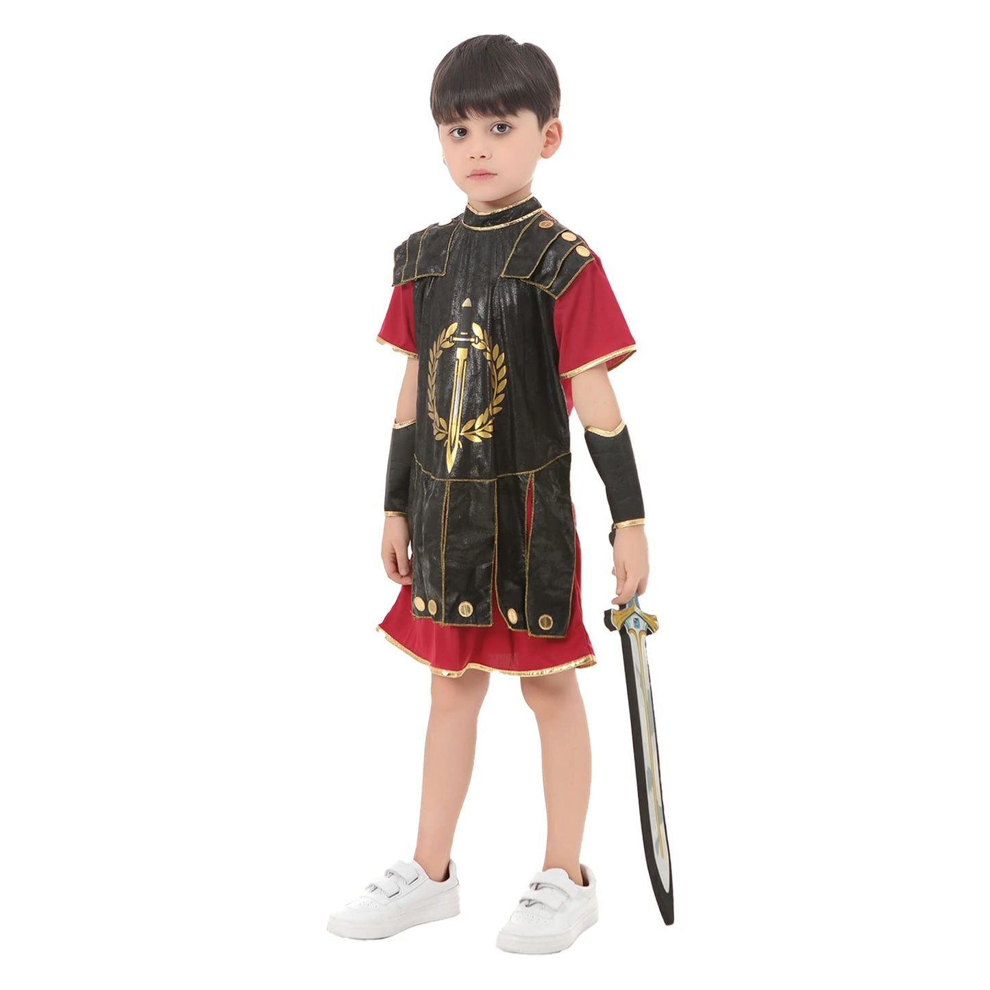 Funivals Boys Costume for Halloween Carnival，Boy Suit Role Play with Accessories Medium Viking Warrior