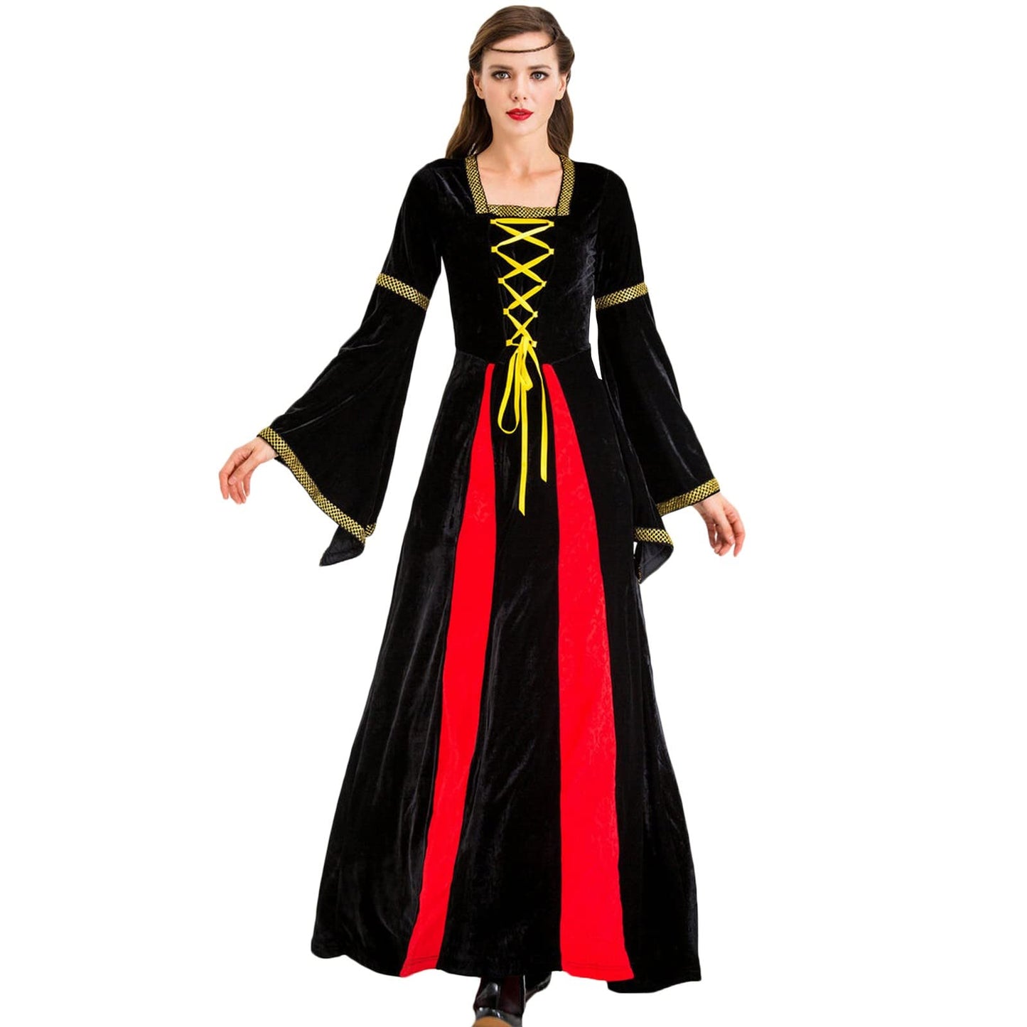 Wine Gothic Witch Medieval Wedding Dress Renaissance Dress for Women