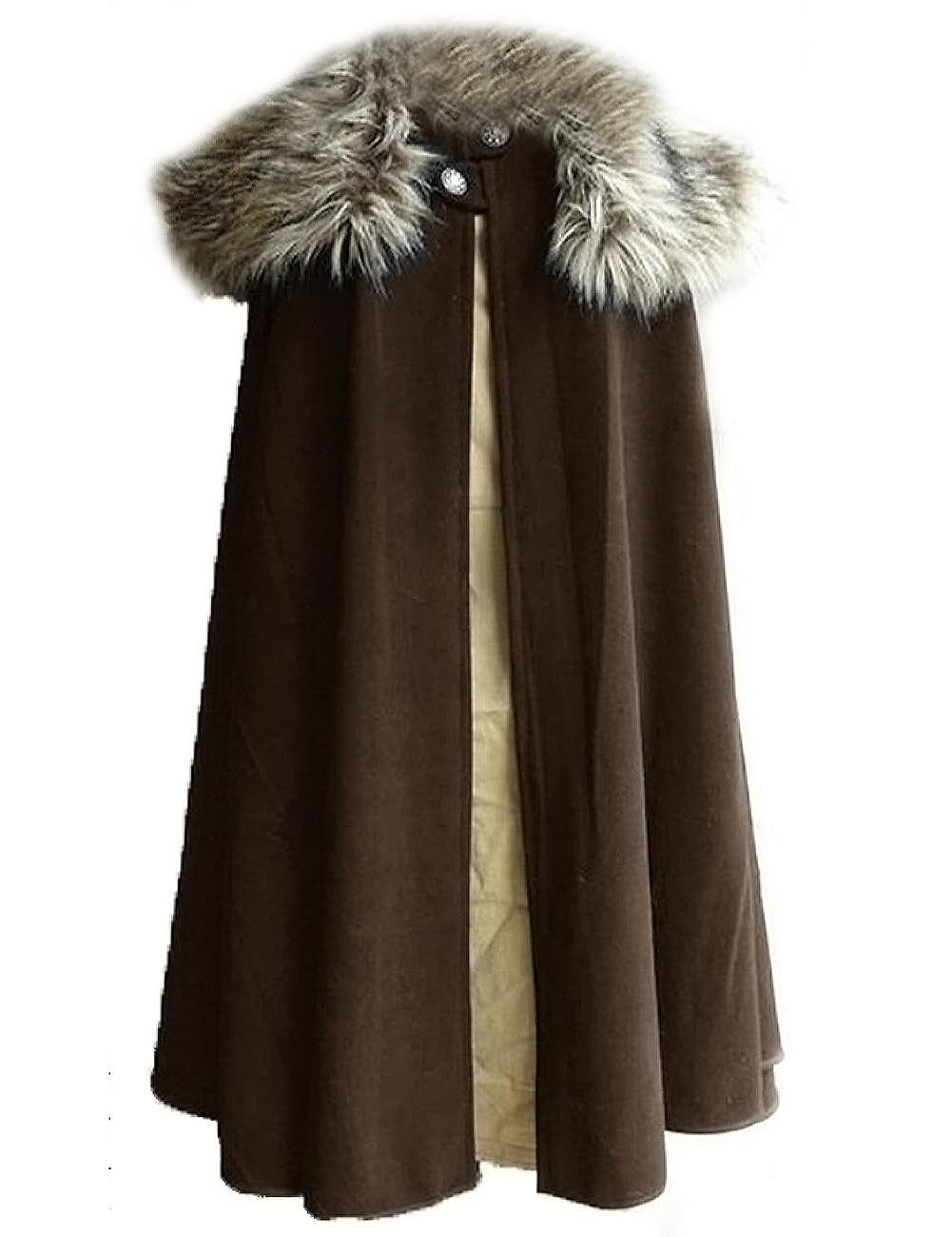 MSOrient Mens Medieval Viking Cloak Fur Cape Cosplay Costume Renaissance King With Fur Cloak Halloween Costume Small Brown