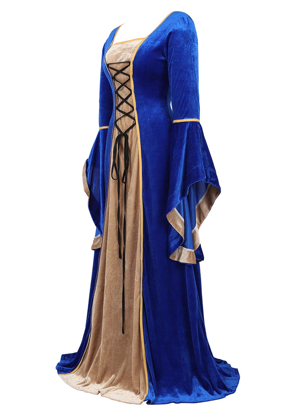 Black Women's Medieval Renaissance Costume Velvet Queen Dresses