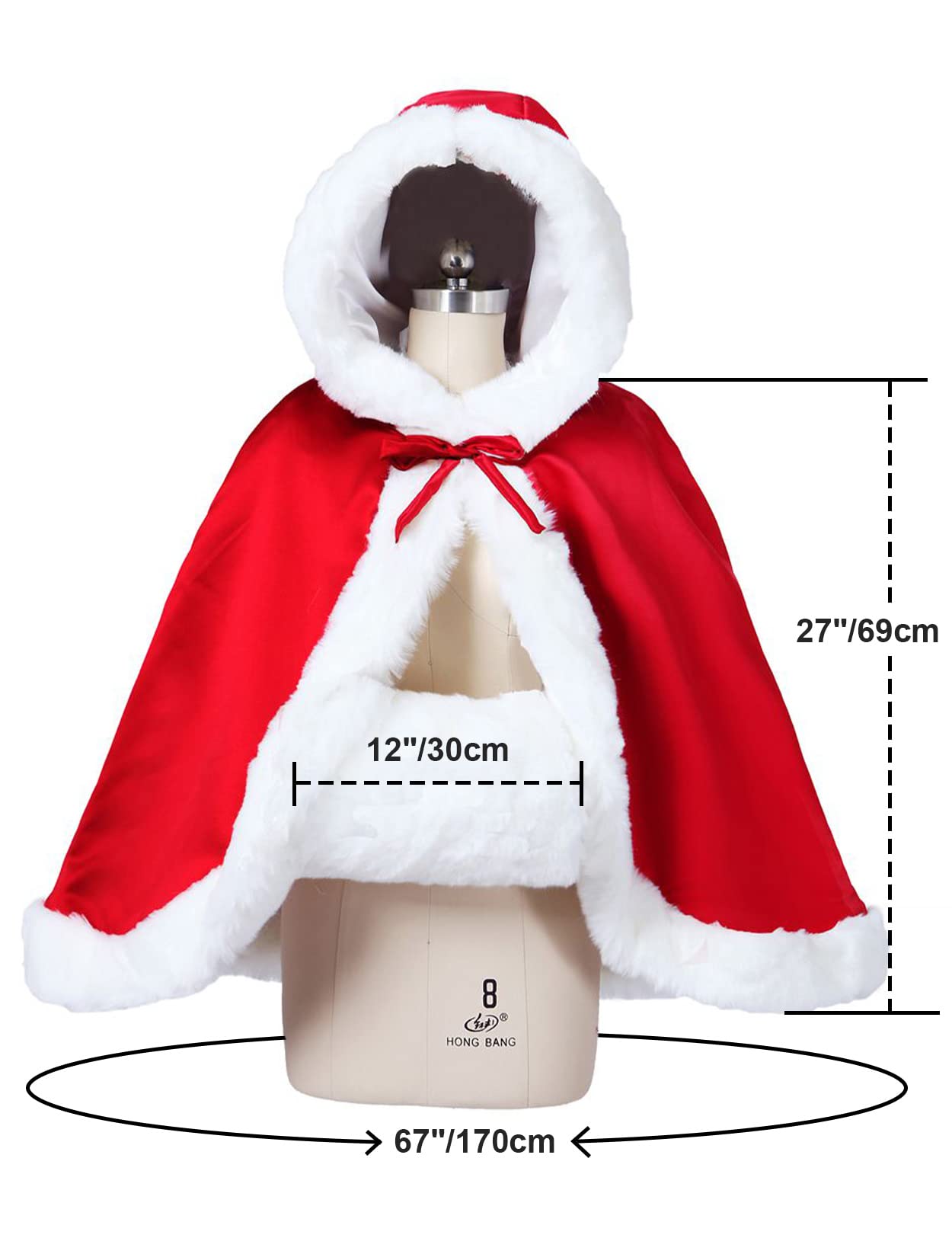 Fur Edged Wedding Capelet with Hood in 18 Colors