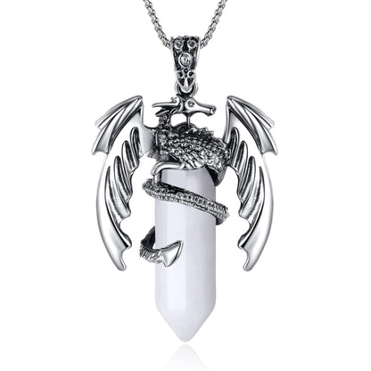 MAIBAOTA Natural Gemstone Dragon Crystal Necklace - Black Obsidian