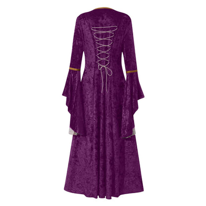 Wine Gothic Witch Medieval Wedding Dress Renaissance Dress for Women