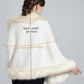 Faux Fur Shawl Wrap Stole Capelet Bridal Winter Wedding with Hook Hooded-black