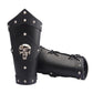 GelConnie Leather Gauntlet Wristband Viking Leather Arm Guard Medieval Armor Bracers Leather Armband Wrist Guards Cosplay Black Leather Bracers