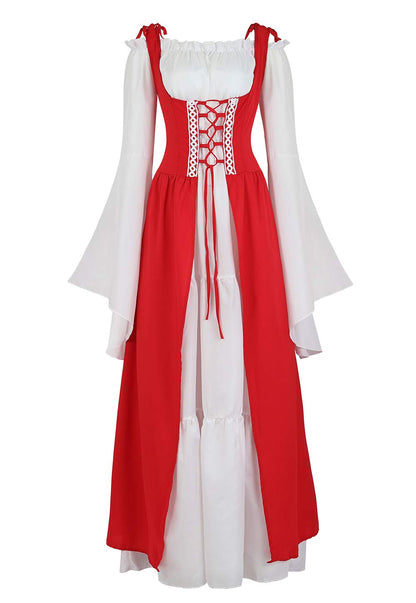 Pink Long Sleeve Irish Renaissance Dress Women's Pirate Costume