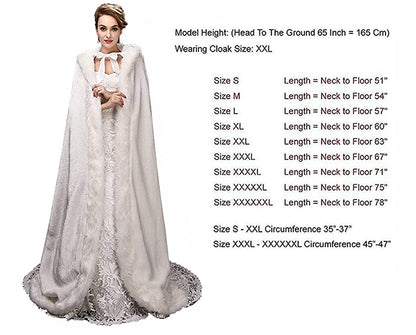 White Women's Wedding Cloak with Hood