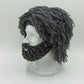 YEKEYI Viking Beard Beanie Horn Hat Winter Warm Mask Knitted Wool Funny Skull Cap One Size Horn Brown