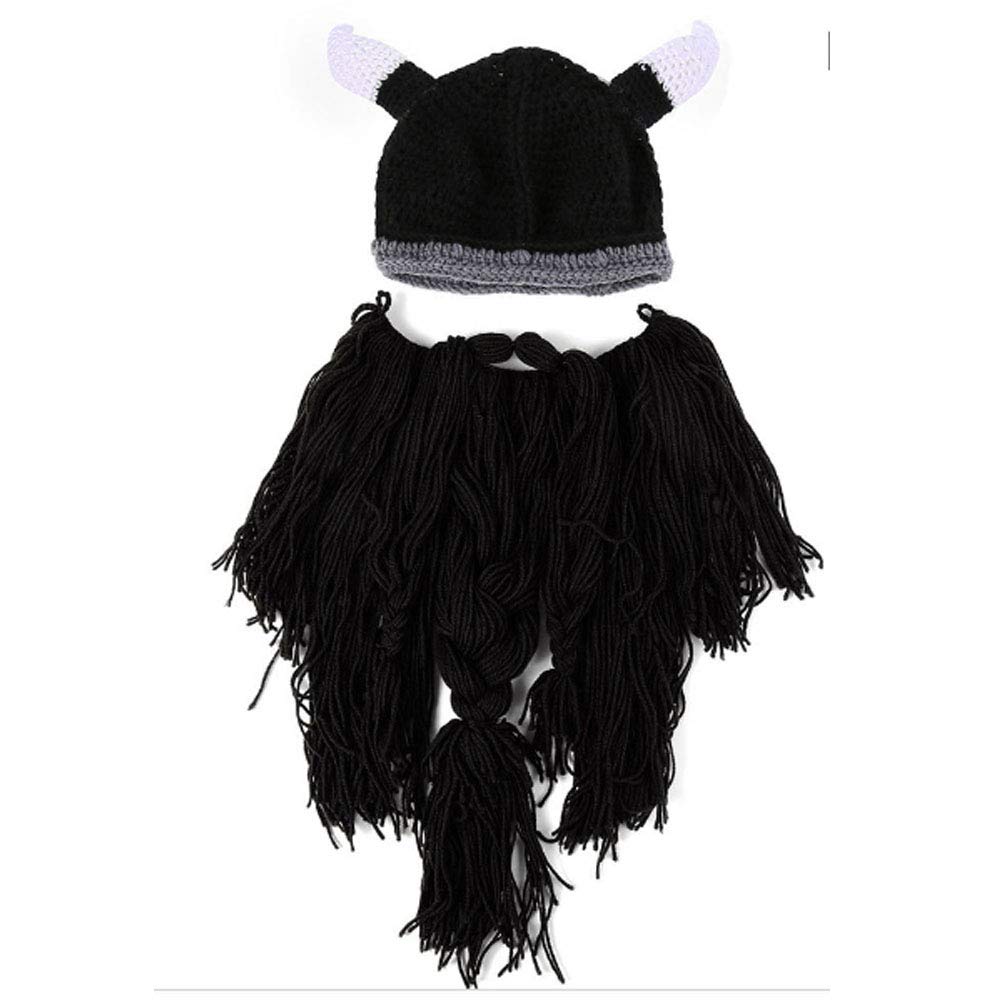 Creative Barbarian Knit Beard Hat Funny Knit Hat Wig Beanie Hat Beard Facemask V-brown