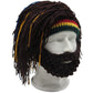 Creative Barbarian Knit Beard Hat Funny Knit Hat Wig Beanie Hat Beard Facemask V-brown