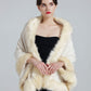 Faux Fur Shawl Wrap Stole Capelet Bridal Winter Wedding with Hook Hooded-black