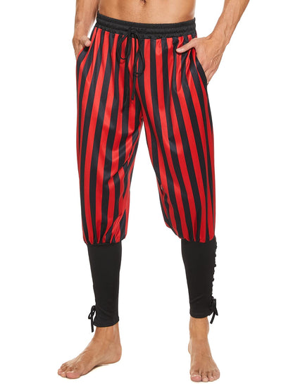 Men's Ankle Banded Pants Medieval Viking Navigator Pirate Costume Trousers Renaissance Gothic Pants Large Black-short