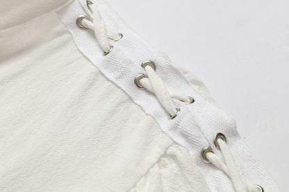 Laced Sleeve Ruched-Front Nobleman's Shirt