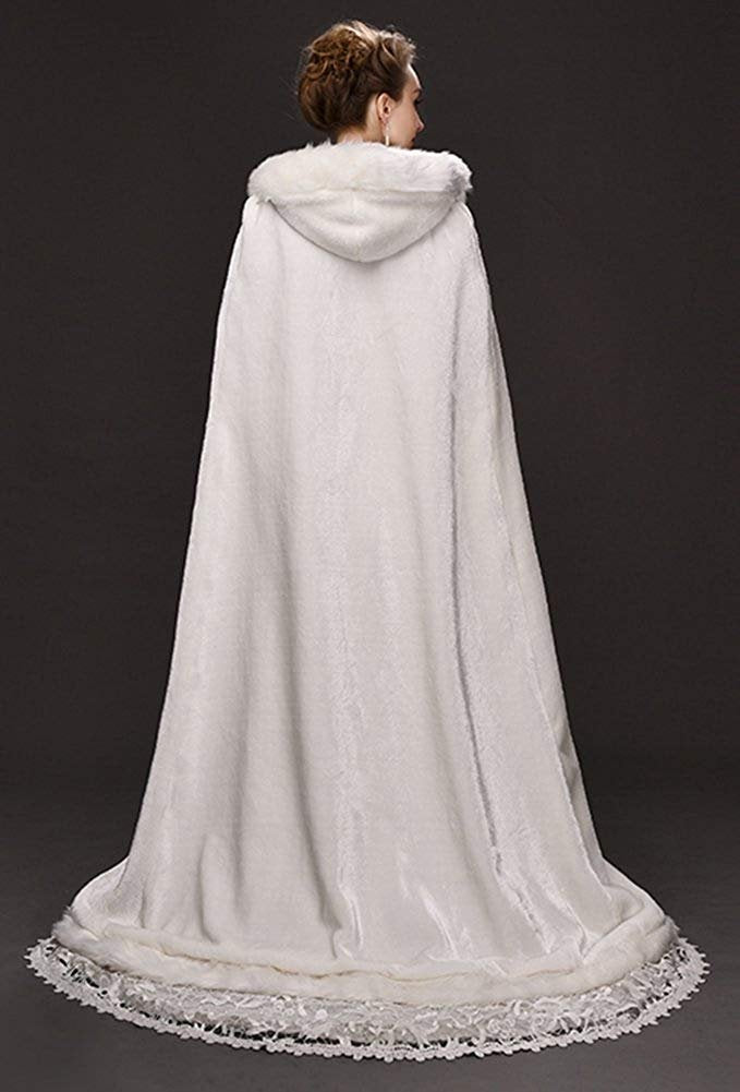 White Women's Wedding Cloak with Hood