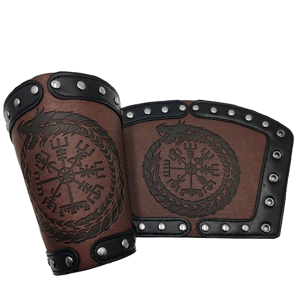 Jeilwiy Viking Bracers Medieval Leather Bracers