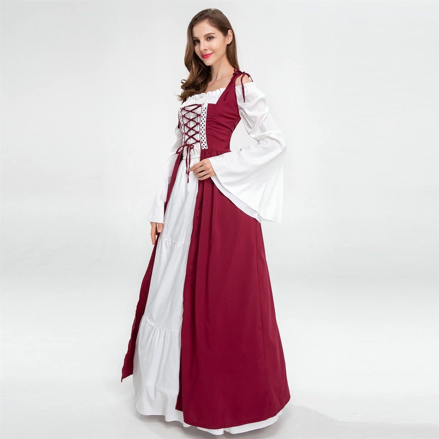 Wine Gothic Witch Medieval Wedding Dress Renaissance Dress for Women