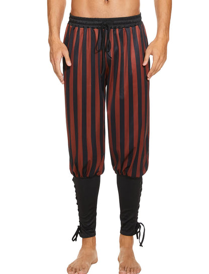 Men's Ankle Banded Pants Medieval Viking Navigator Pirate Costume Trousers Renaissance Gothic Pants Large Black-short