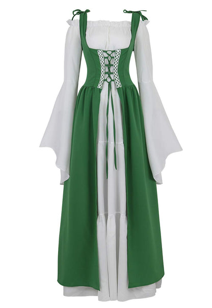 Renaissance Dresses for Women Medieval Costume Irish Long Over Dress Victorian Vintage Halloween X-Large 6508-dark Green