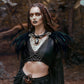 L'VOW Women' Natural Feather Shrug Cape Shawls Lace Collares for Halloween Cosplay Y1-black