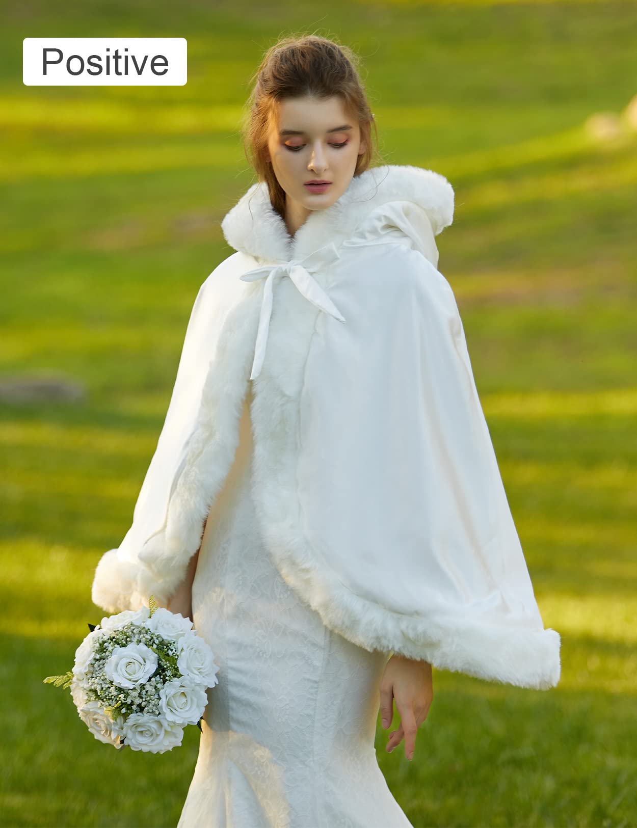 Fur Edged Wedding Capelet with Hood in 18 Colors