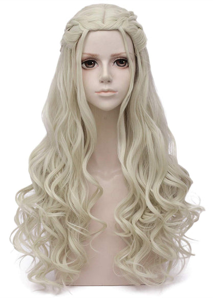 Mersi Silver Wigs for Women Costume Wig Long Braided Hair Wigs for Party Halloween (Silver) S039S
