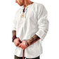 Men's Fashion Cotton Linen Shirt Long Sleeve Solid Color Ethnic Beach Yoga Top X-Large Black