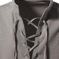Men's Long Sleeve Shirts Retro Style Lace up for Medieval,Viking,Hippie Halloween Cosplay Pirate Renaissance Costume Small Khaki