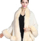 Faux Fur Shawl Wrap Stole Capelet Bridal Winter Wedding with Hook Hooded-black