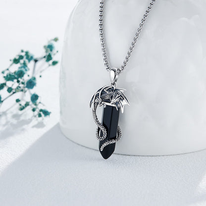 AENEAS Turquoise Dragon Necklace for Men - Sterling Silver Gift Jewelry - 20+2''